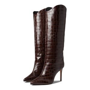 Schutz Maryana Croco leather stiletto brown boots SZ 7